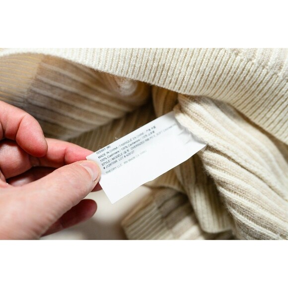 Theory Cashmere beige sweater crew neck pullover M oversized - Picture 4 of 7